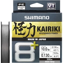 Shimano Kairiki 8+ İp Misina 300m Steel Gray Pe 1.0 0.13mm / 8.3kg Standart