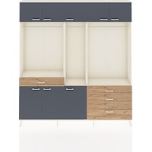 Arges Dolap 8 Raflı 4 Çekmeceli 3 Askılı 220x30x243 Aytaşı-antrasit/çam Antrasıt/atlas Çam