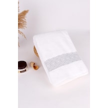 Baveno Pamuk 70X140 Beyaz Barok Desen Banyo Havlusu