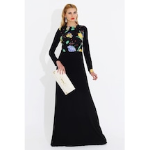 Nidya Moda Büyük Beden Elbise-4046S Siyah