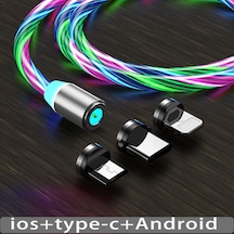 Aydınlık Manyetik Kablo Hızlı Şarj Tipi-c Mikro Usb Kablosu Şarj Cep Telefonu Xiaomi Huawei İphone Uyumlu 14 12 13 11 Kablo