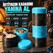 Modüler Bölmeli Çevirmeli Kapaklı Taşıma Ve Saklama Kabı Kamp, Spor Ve Seyahat Turkuaz