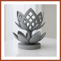 Bezos 3d Baskı Lotus Çiçeği Mumluk - Dekoratif Tealight Mumluk-gri Pro