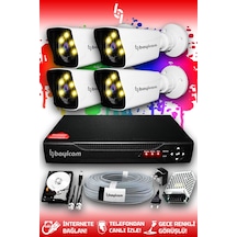 Bayicam 4 Kameralı Kare 4 Dış Kamera Set 250 GB HDD Full HD Renkli Gece Görüşlü Güvenlik Kamerası  Sistemi