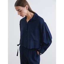 Lcwaıkıkı Classic Lacivert Oversize Kadın Gömlek