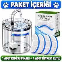 Multizone Otomatik Kedi Köpek Su Pınarı Çeşmesi Şelalesi Hareket Sensörlü Sessiz Su Sebili 4 Adet Kedi Su Pınarı Filtresi