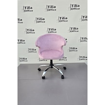 Coket Çalışma Koltuğu Krom Yonca Ayak Pembe