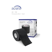 Ac-150 Yüz & Vücut Uyumlu Hipoalerjenik Kinesyo Tape  Bandı 5m X 5cm Siyah Renk 1 Beden