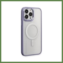 Bezos İphone 15 Pro Uyumlu Kılıf Room Magneticsafe Silikon - Lila Hb006
