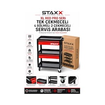 Staxx Xl Red Pro Seri 2 Çekmeceli 4 Bölmeli Profesyonel Alet Servis Arabası Takım Tezgah Arabası