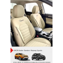 Premium Serisi Lüks Keten Oto Koltuk Kılıfı Dacia Sandero-stepway-duster Uyumlu Bej