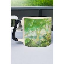 Venti Genshin İmpact Baskılı Seramik Lüks Kupa 1 Adet Özel Siyah Kulp Dalga Kulp V4d Çok Renkli
