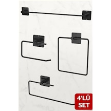 Siyah Uzun Havluluk, Kare Havluluk, Solo Peçetelik Ve Wclik, Avantajlı 4'lü Set Siyah