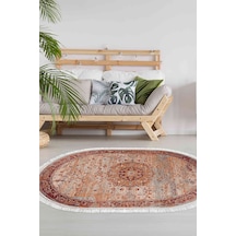 Eko Trend Djt Halı Yıkanabilir Kaymaz Taban P1356 Oval Vintage Kırmızı