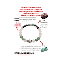 Gümüştel El Sanatları Sertifikalı Hamilelik Doğal Taş Kadın Tılsım Lal Garnet Pembe Kuvars Yeşim Doğaltaş Bileklik Çok Renkli
