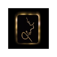 Led Işıklı Kişiselleştirilebilir Çift Temalı Tablo Vivian Dekoratif Gece Lambası Sarı - 737244829 Sarı