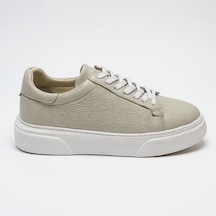 Erkek Deri Sneaker Ayakkabı Siyah-siyah Bej