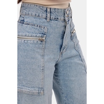 Kadın Kot Rengi 4s6-3 Relax Kargo Fit Denim Jean