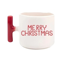 Merry Christmas Yeni Yıl - T Kulp Kupa Beyaz