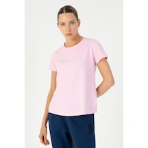 Maraton Regular Kadın Bisiklet Yaka Pembe T-shirt Pembe
