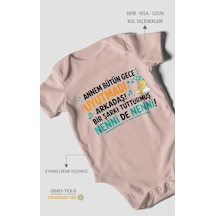 Morivokids Anneye Özel Kısa Kollu Bebek Body %100 Pamuk Zbn194-kk Pastel Pembe