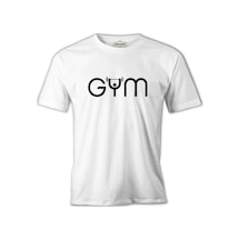 Bodybuilding - Gym With A Bar Beyaz Erkek Tshirt