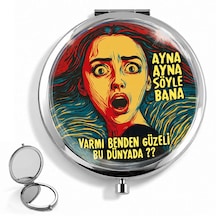 Makyaj Aynası Çığlık Tasarımlı Cep Aynası El Aynası Kişiye Özel Hazırlanabilir Çift Taraflı Yuvarlak Çanta Aynası Pop Art Hediye Çok Renkli