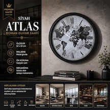 Siyah Atlas Roman 52 X 52 Cm Roman Duvar Saati