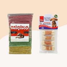 Miçiko Renkli Munchy Köpek Ödülü 100'lü + 4'lü Tavuklu Kemik 7 CM