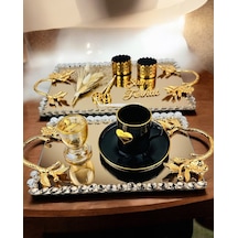 Amour Gold Lüks Swarovski Söz Nişan Tepsisi Krem Krem
