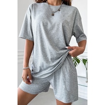 Uyguntarz Unisex Pamuklu Penye Şort Takım Gri