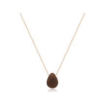 Papatya Silver Fasetli Kesim Bal Rengi Damla Kolye - Rose Gold Kaplama 925 Ayar Gümüş Zincir - UVPS100266