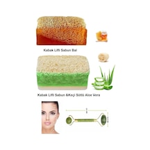 3'lü Set Doğal Kabak Lifli Keçi Sütü & Aloe Vera Özlü & Ballı Sabun Çift Taraflı Yüz Masaj Aleti