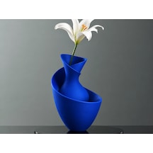 3d Baskı Bold Vazo - Akışkan Formlu Dekoratif Vazo-mavi Çok Renkli