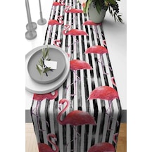Pembe Flamingo Desenli Premium Masa Örtüsü Runner Rnr354n11