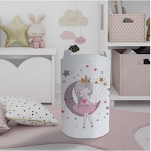Mekta Home Bebek Ve Çocuk Odası Ayda Oturan Prenses Kız Desenli Oyuncak Sepeti Renkli Çok Renkli