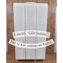 3 Kapaklı Beyaz Panjur Model Dolap Beyaz