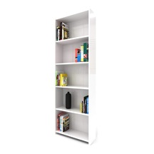 5 Raflı Modern Kitaplık Beyaz Çok Renkli