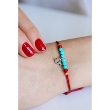 Gümüş Balık Motifli Taşlı Makrome Bileklik - B078801