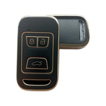 Chery Tiggo Uyumlu Anahtar Kılıfı Deri Desenli Gold Siyah