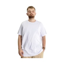 Mode Xl Büyük Beden Erkek T-Shirt Bis Yaka Fragmented 23133 Beyaz 001