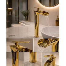 Gold Şelale Çanak Lavabo Bataryası Altın - Gold