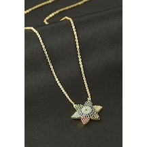Ilkeshop Yıldız Zirkon Taşlı Kolye - Sarı 72936698