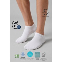 Socketta 6'lı Beyaz Erkek Modal Dikişsiz Esnek Patik Çorap - Premium Beyaz