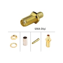 Sma Dişi Şase Somunlu Rg58-Lmr195 Kablo Tipi Sıkmalı Konnektör