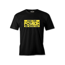 May The Fourth With Lightsaber Siyah Erkek Tshirt 001
