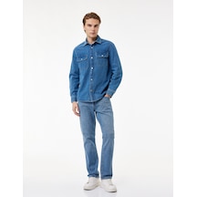Koton Pamuklu Normal Bel 5 Cepli Straight Fit Jean Pantolon - Mark Jean Orta İndigo 7wam40038nd
