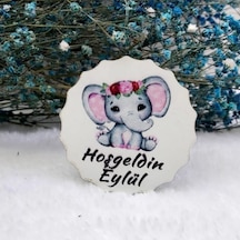 Fil Baskılı Çiçek Desenli Bebek Magnetleri Uv Baskı Ahşa(30 Adet)