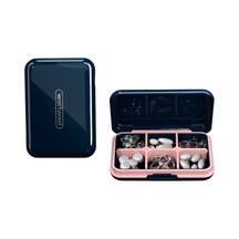 Yeiuyi7 Güvenlik Büyük Kapasiteli 6 Izgara Sınıflandırma Şeffaf Dikdörtgen Hap Kutusu Mavi