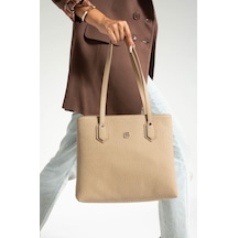 Just Polo Kadın Büyük Boy 4 Bölmeli Günlük Kullanıma Uygun Tote Bag Omuz Çantası Kum Yeni